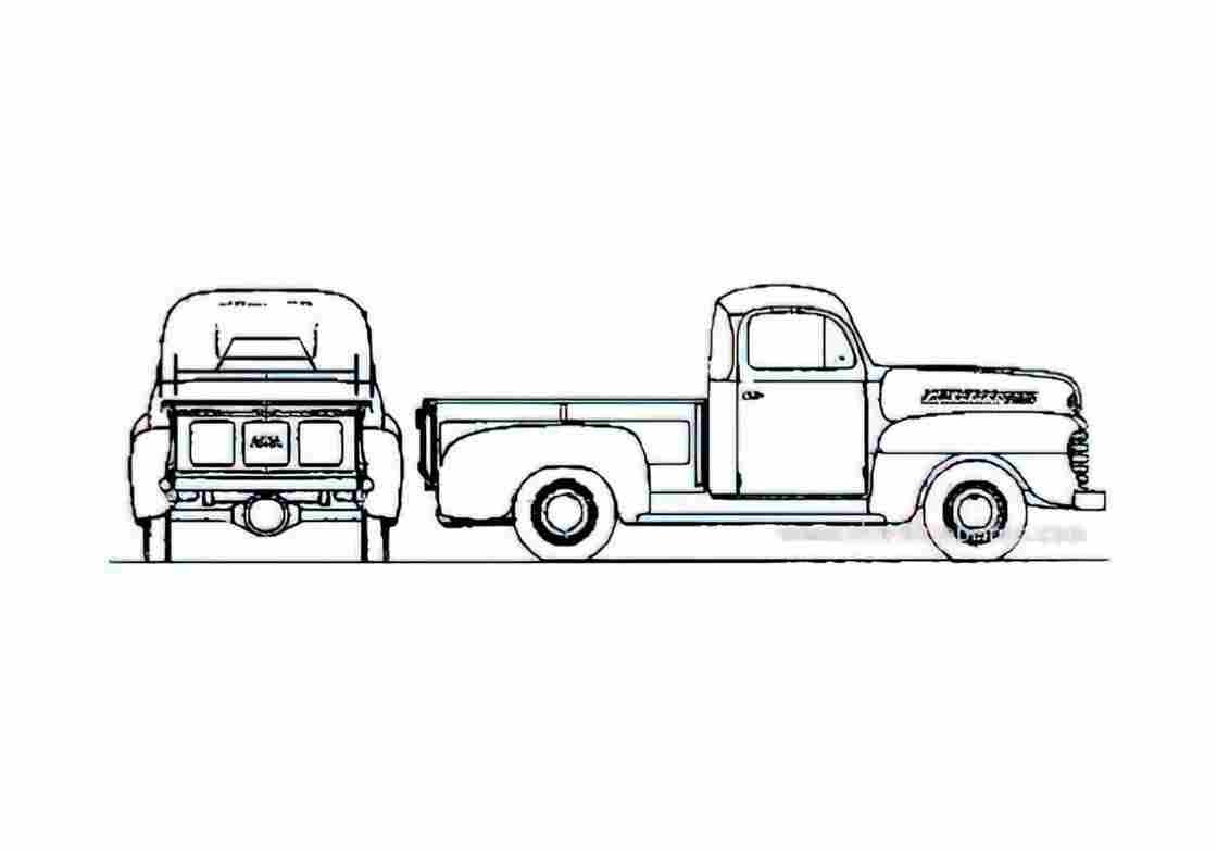 Blueprint Ford F 1 Pick up 1948 A4 Photo Print