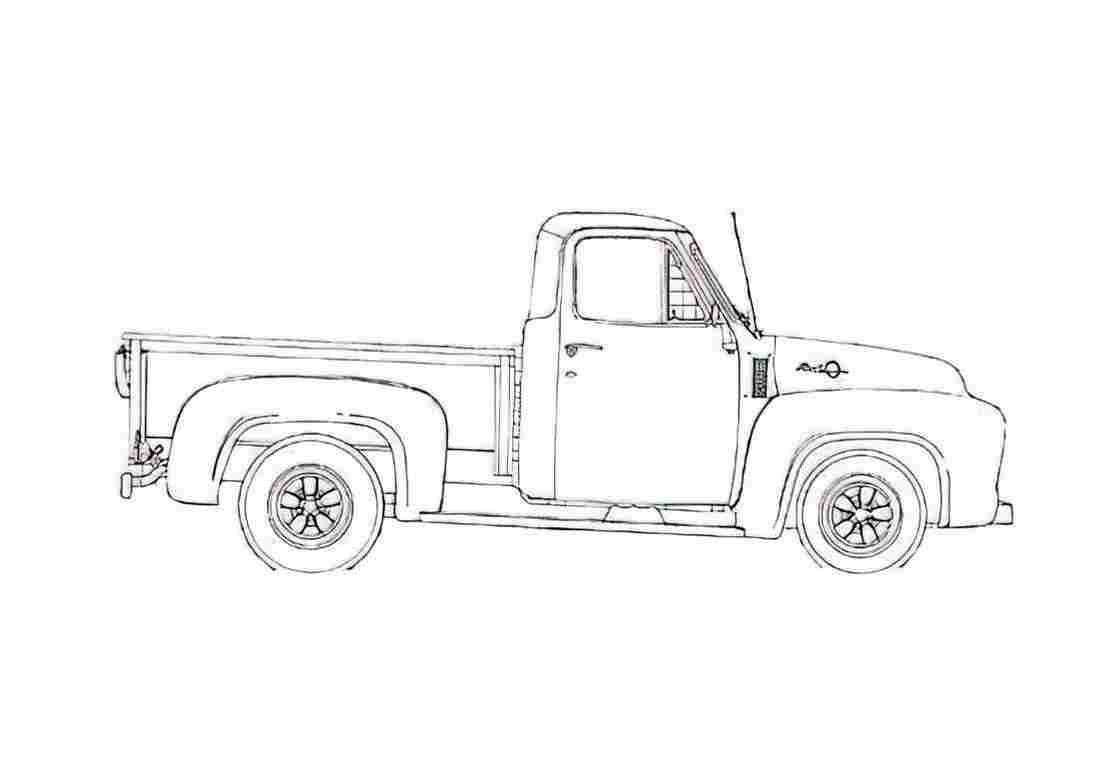 Blueprint Ford F 100 Pick up 1953 A4 Photo Print