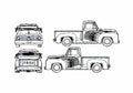 Blueprint Ford F 100 Pick up 1955 A4 Photo Print