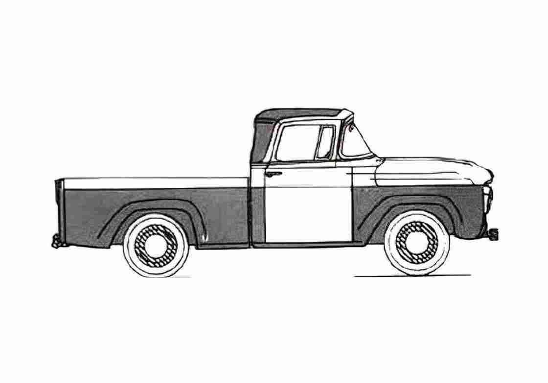 Blueprint Ford F 100 Pick up 1958 A4 Photo Print