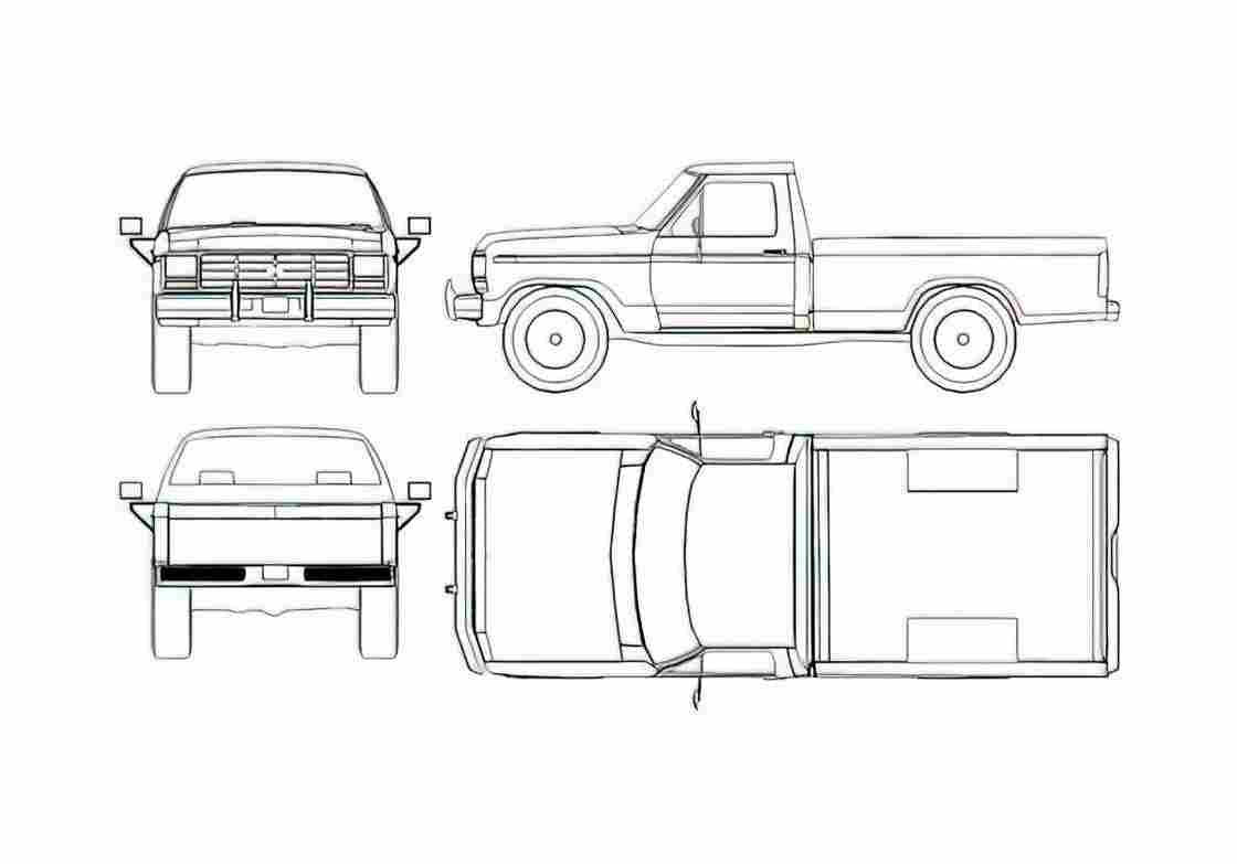 Blueprint Ford F 100 Pick up 1978 A4 Photo Print