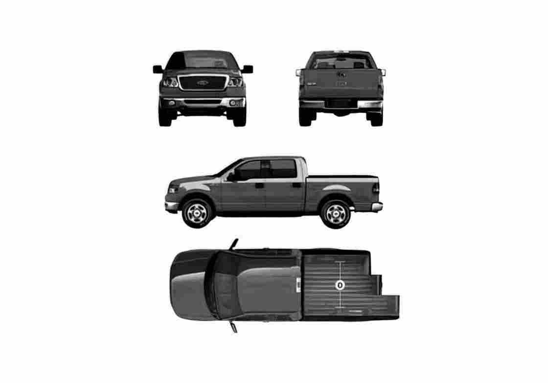 Blueprint Ford F 150 Crew Cab Pick up 2007 A4 Photo Print