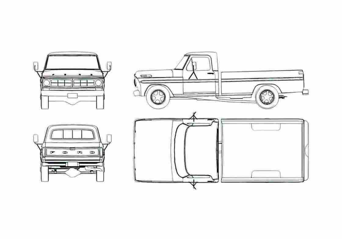 Blueprint Ford F 150 Pick up 1978 A4 Photo Print