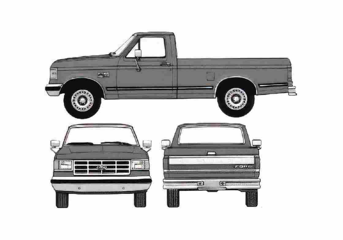Blueprint Ford F 150 Pick up 1988 A4 Photo Print