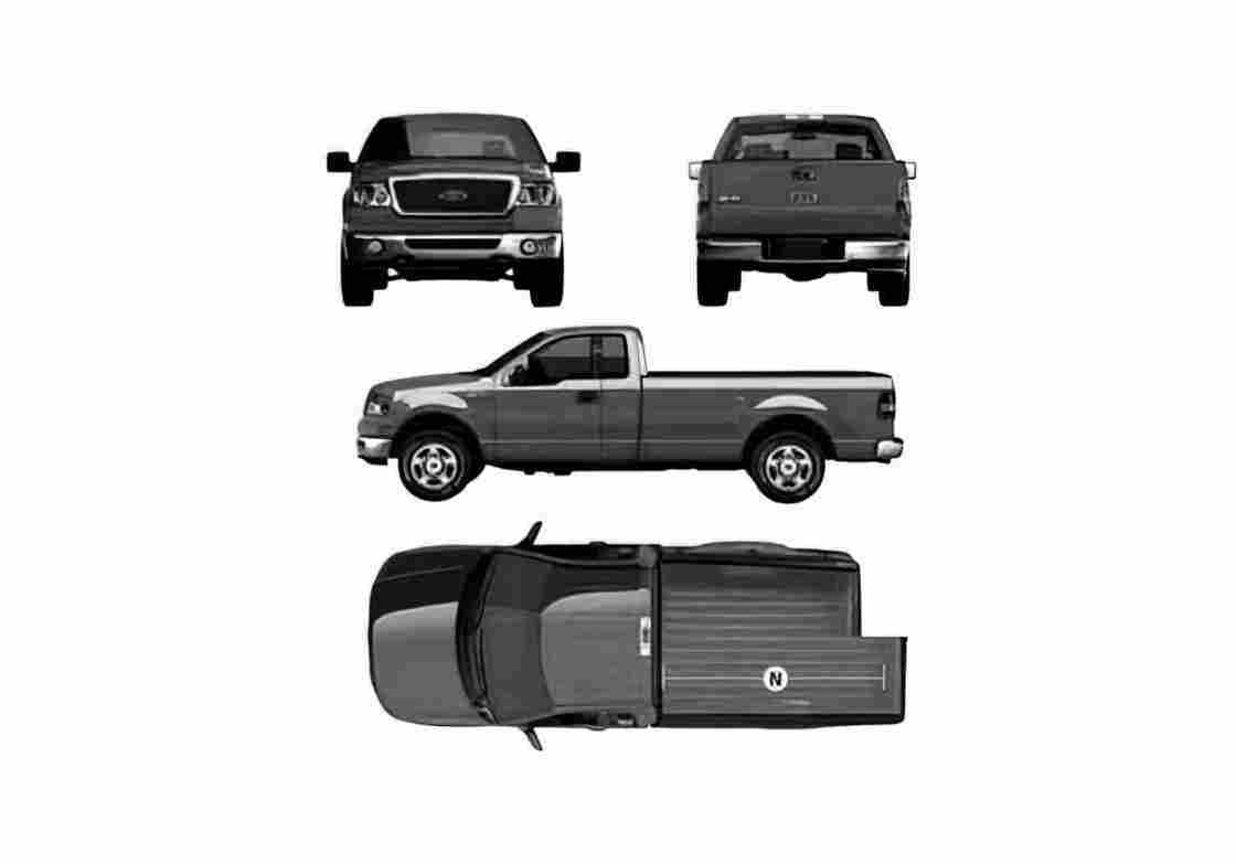 Blueprint Ford F 150 Regular Cab Pick up 2007 A4 Photo Print