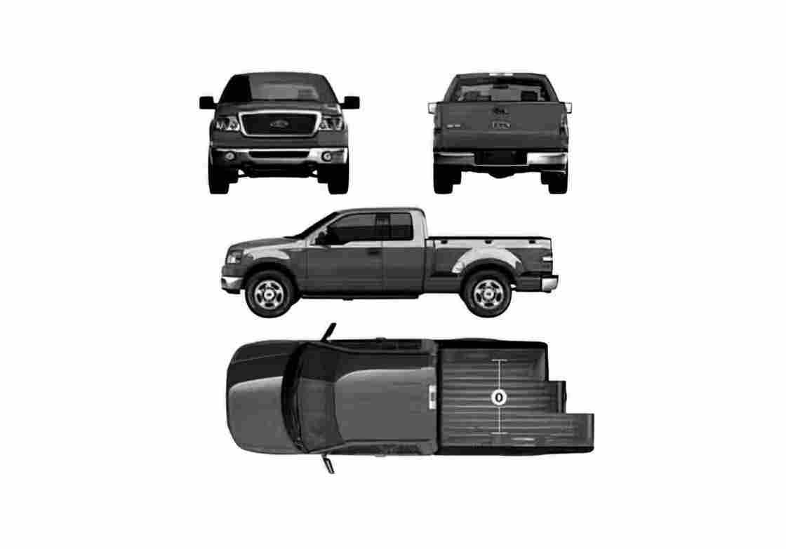 Blueprint Ford F 150 Super Cab Pick up 2007 A4 Photo Print