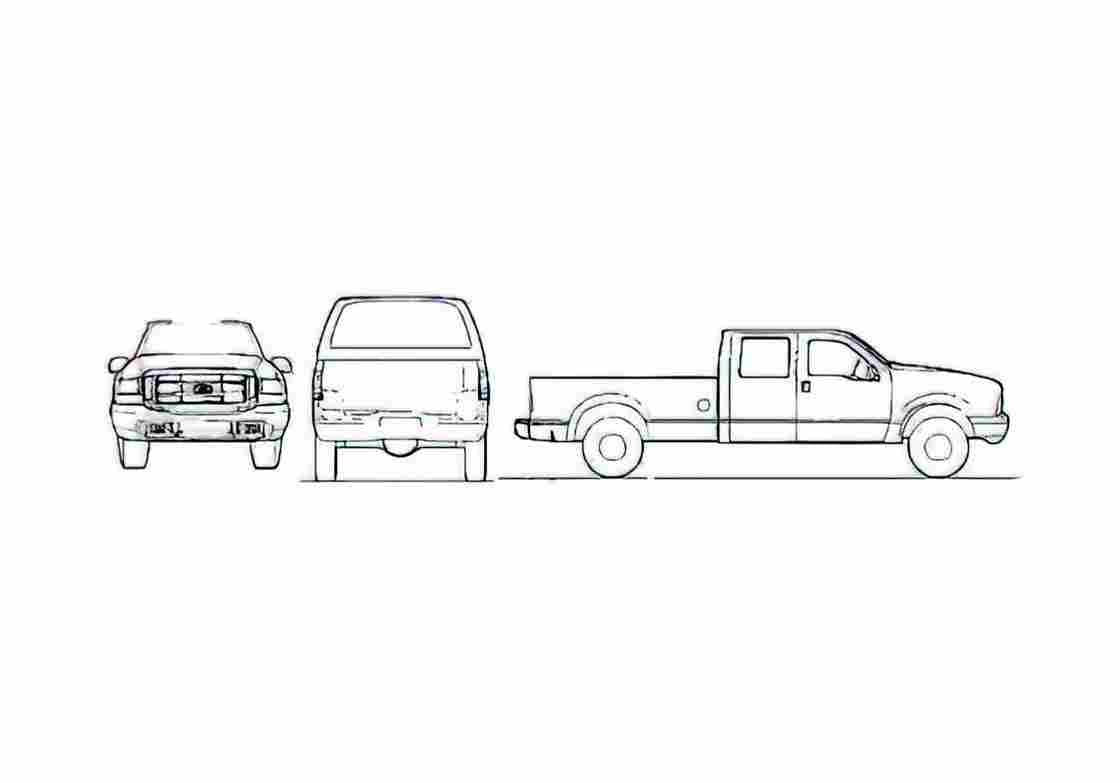Blueprint Ford F 250 Crew Cab Pick up 2004 A4 Photo Print