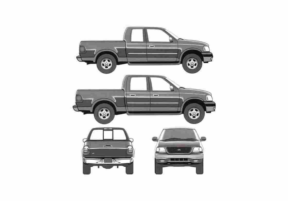 Blueprint Ford F 250 Pick up 2005 A4 Photo Print