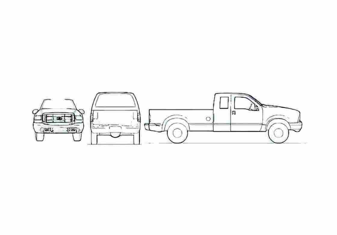 Blueprint Ford F 250 Super Cab Pick up 2004 A4 Photo Print