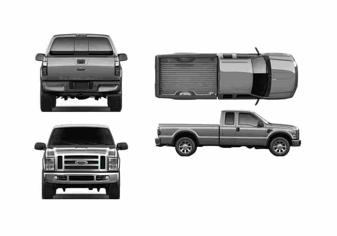 Blueprint Ford F 250 Super Pick up 2009 A4 Photo Print