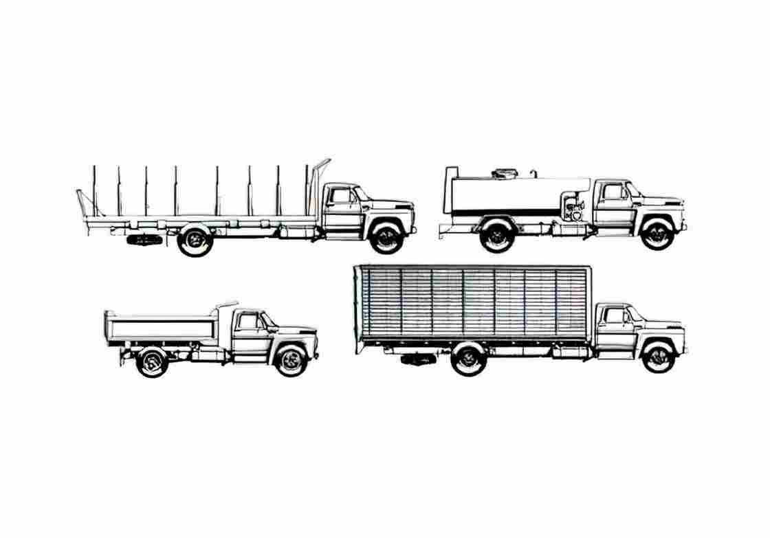 Blueprint Ford F 600D Truck A4 Photo Print