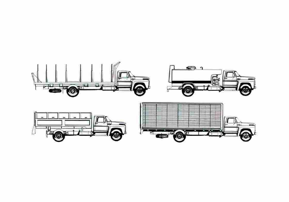 Blueprint Ford F 700D Truck A4 Photo Print