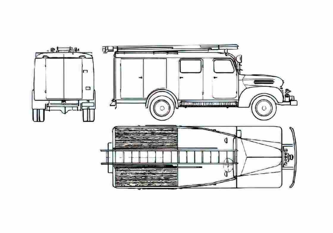 Blueprint Ford FK 2000 Fire Truck 1952 A4 Photo Print