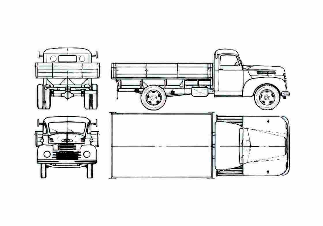 Blueprint Ford FK 3500D Truck 1951 A4 Photo Print
