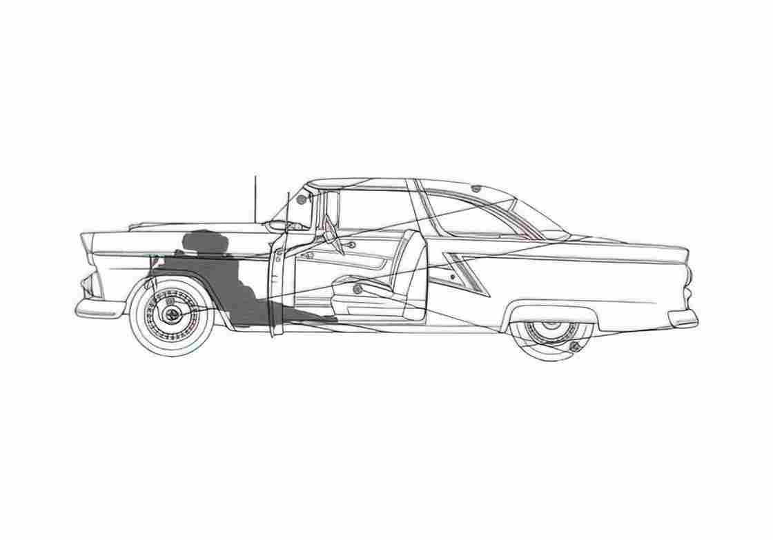 Blueprint Ford Fairlane 2 door Hardtop Coupe 1955 A4 Photo Print