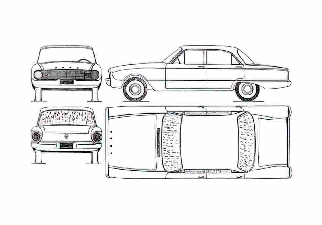 Blueprint Ford Falcon Sedan 1960 A4 Photo Print