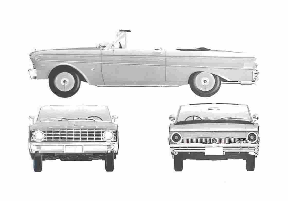 Blueprint Ford Falcon Sprint Convertible Cabriolet 1964 A4 Photo Print