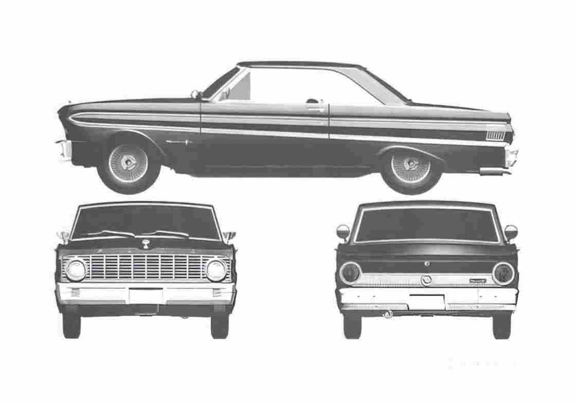 Blueprint Ford Falcon Sprint Hardtop Coupe 1964 A4 Photo Print