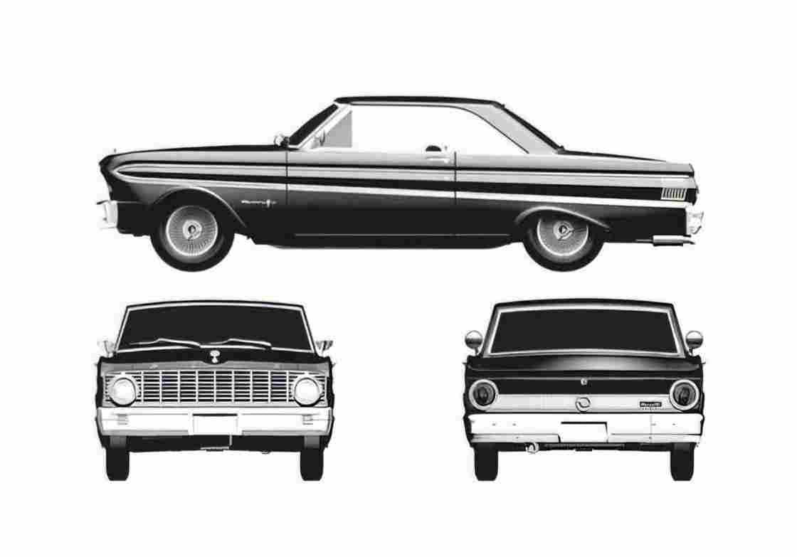 Blueprint Ford Falcon Sprint Hardtop Coupe 1965 A4 Photo Print