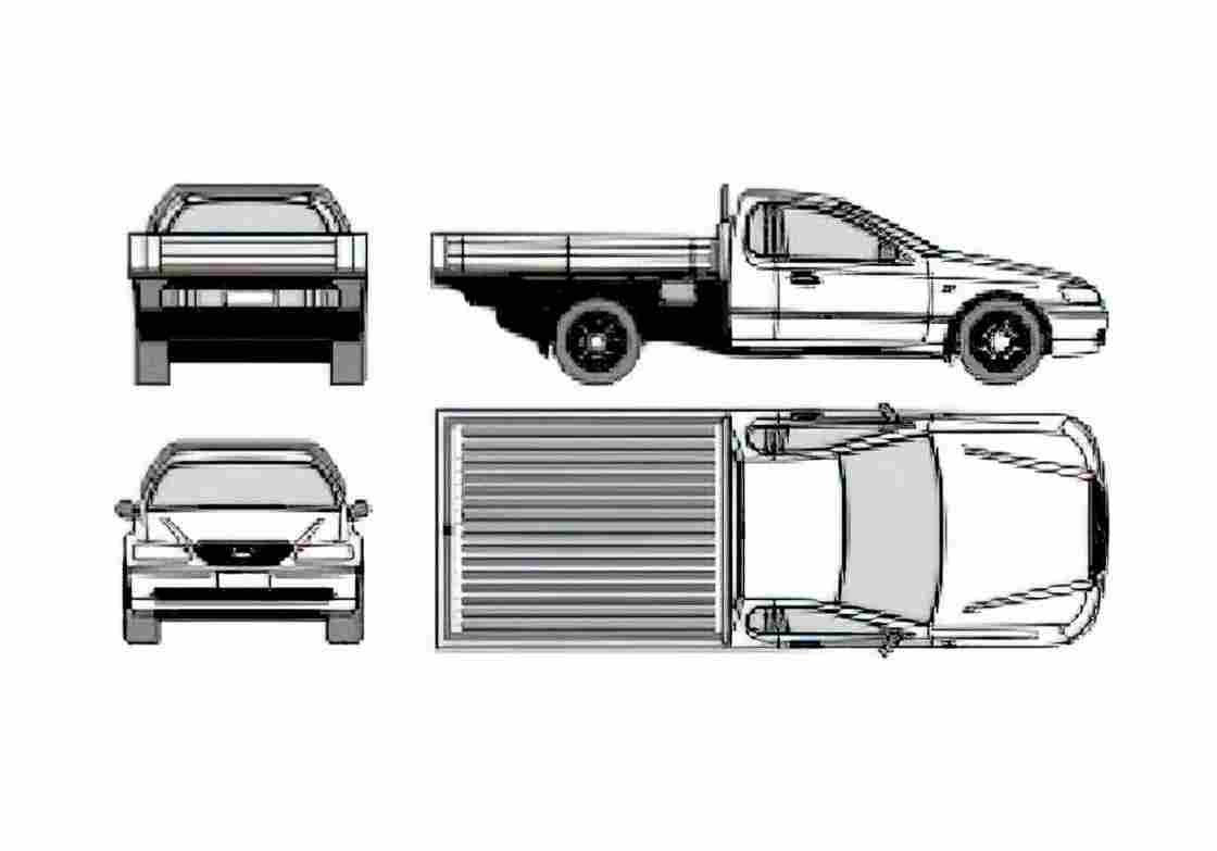 Blueprint Ford Falcon UTE Trader Truck 2003 A4 Photo Print