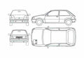 Blueprint Ford Fiesta 3 door Hatchback 1990 A4 Photo Print