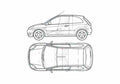 Blueprint Ford Fiesta 3 door Hatchback 2005 A4 Photo Print