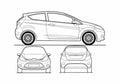 Blueprint Ford Fiesta 3 door Hatchback 2008 A4 Photo Print