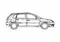 Blueprint Ford Fiesta 5 door Hatchback 2008 A4 Photo Print