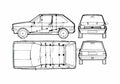 Blueprint Ford Fiesta Hatchback 1979 A4 Photo Print