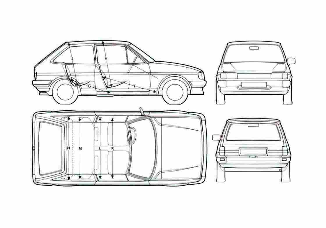 Blueprint Ford Fiesta Hatchback 1982 A4 Photo Print