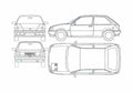 Blueprint Ford Fiesta Hatchback 1989 A4 Photo Print