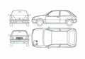 Blueprint Ford Fiesta Hatchback 1990 A4 Photo Print