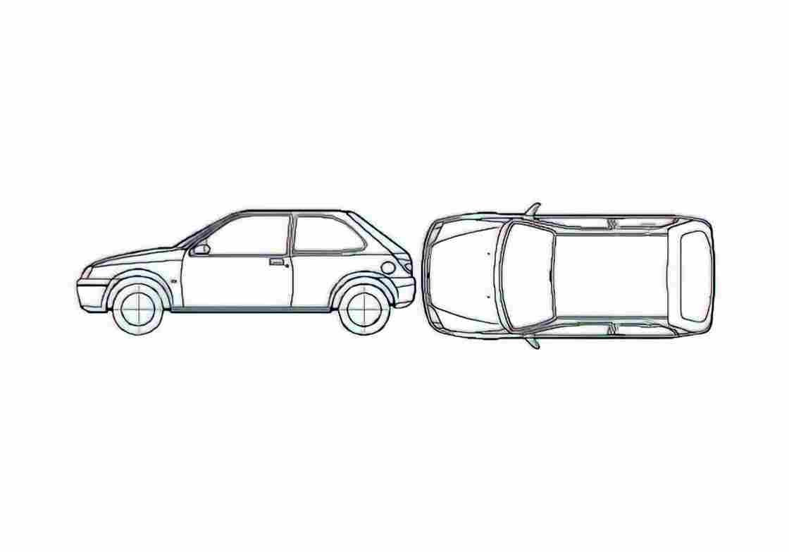 Blueprint Ford Fiesta Hatchback 2001 A4 Photo Print