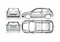 Blueprint Ford Fiesta Hatchback 2002 A4 Photo Print