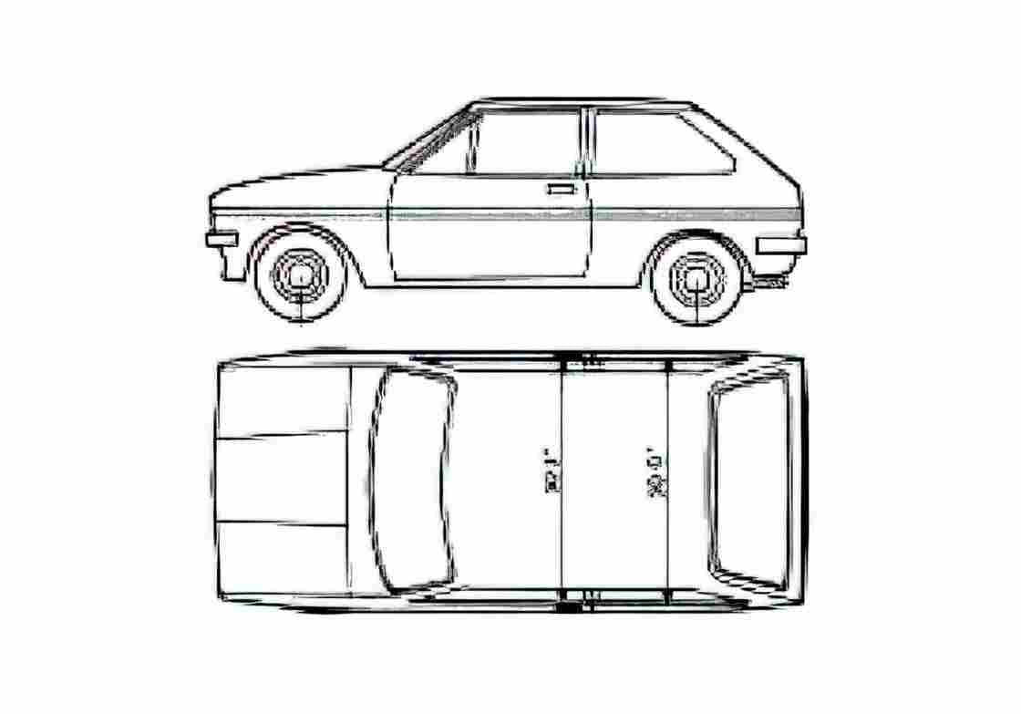 Blueprint Ford Fiesta Mk I Hatchback 1979 A4 Photo Print
