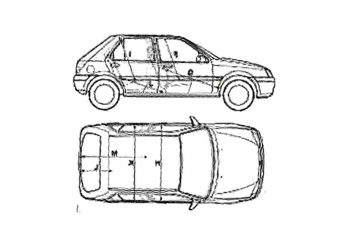 Blueprint Ford Fiesta Mk III 5 door Hatchback 1993 A4 Photo Print