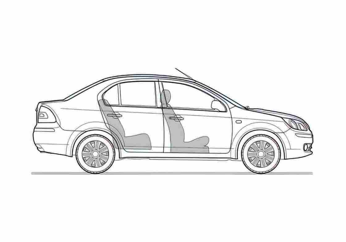 Blueprint Ford Fiesta PD Sedan 2006 A4 Photo Print