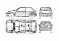 Blueprint Ford Fiesta S3 3 door Hatchback 1989 A4 Photo Print