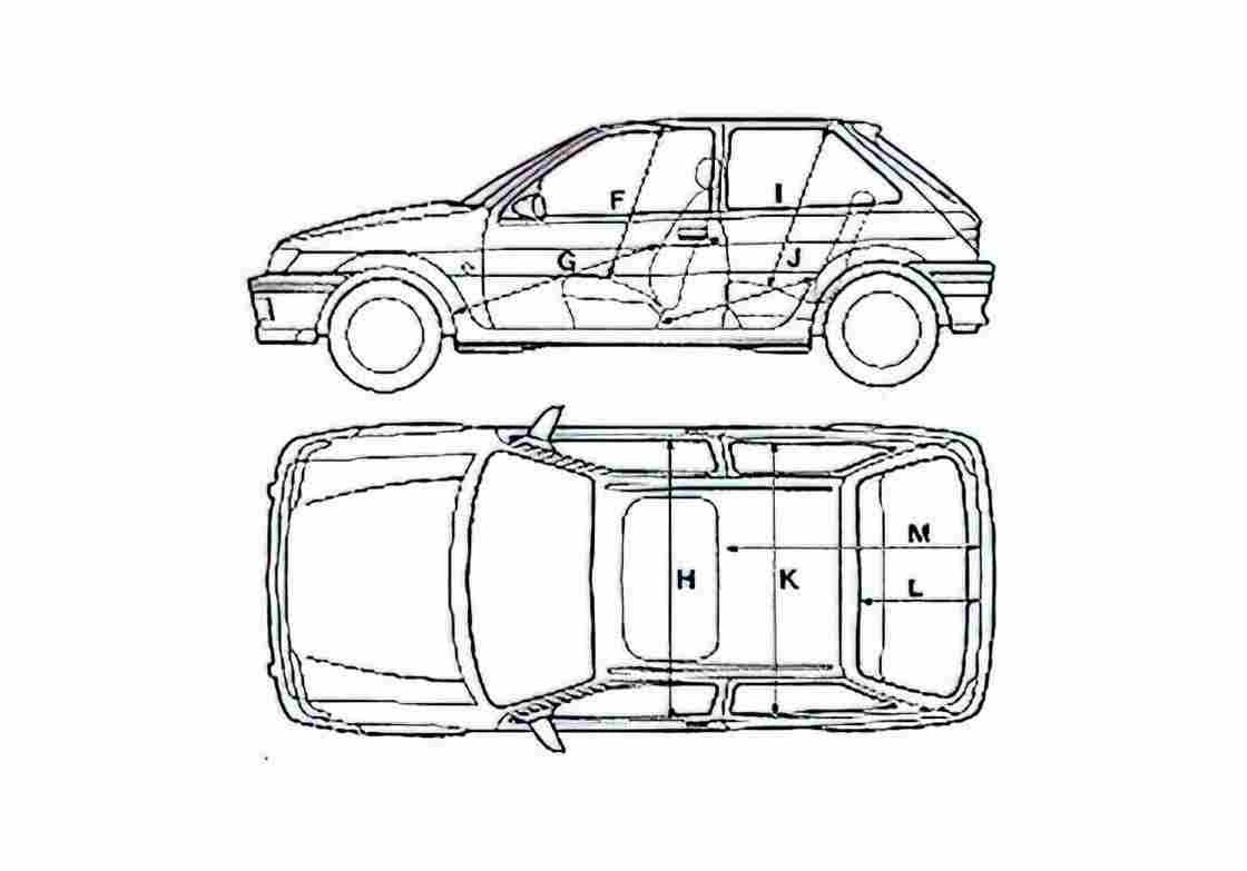 Blueprint Ford Fiesta S3 XR2 3 door Hatchback 1989 A4 Photo Print