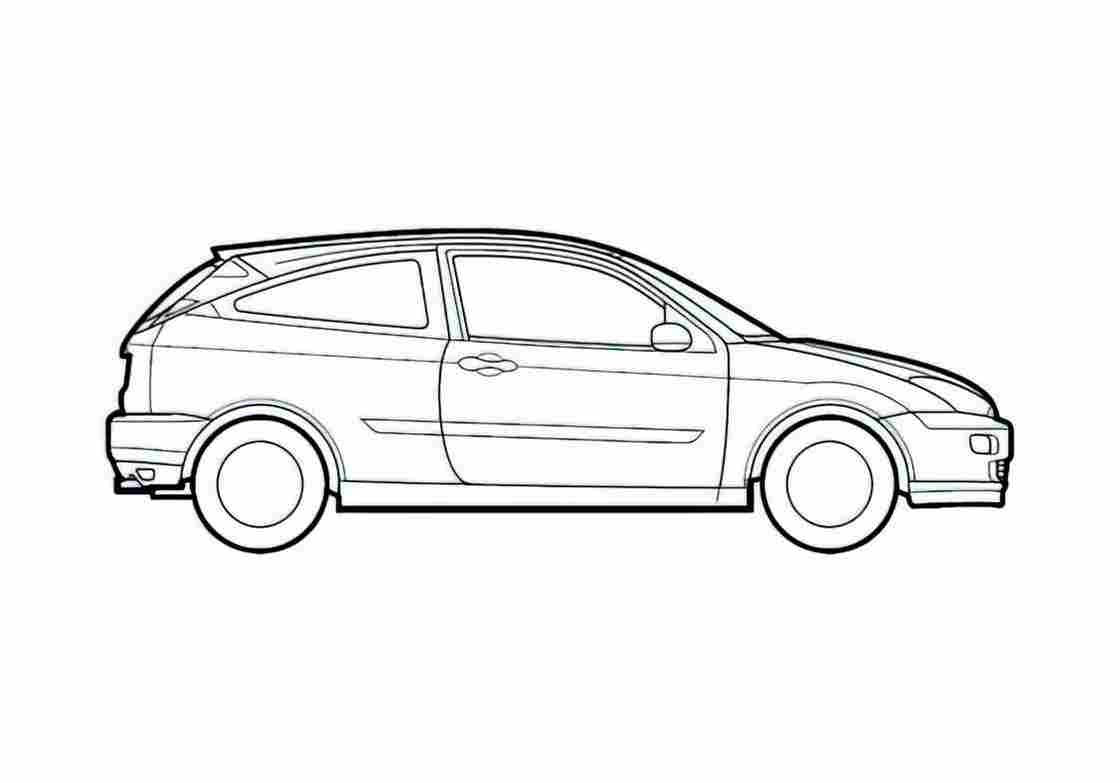 Blueprint Ford Focus 3 door Hatchback 2000 A4 Photo Print