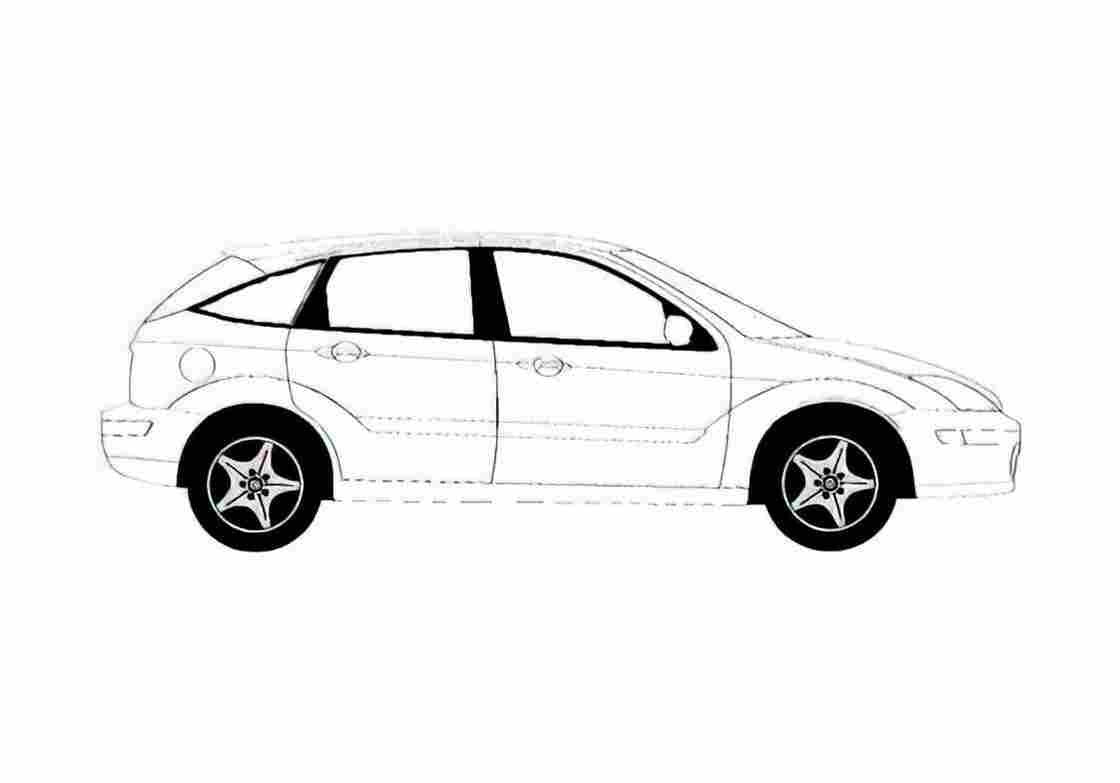 Blueprint Ford Focus 5 door Hatchback 2004 A4 Photo Print