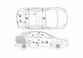 Blueprint Ford Focus 5 door Hatchback 2007 A4 Photo Print