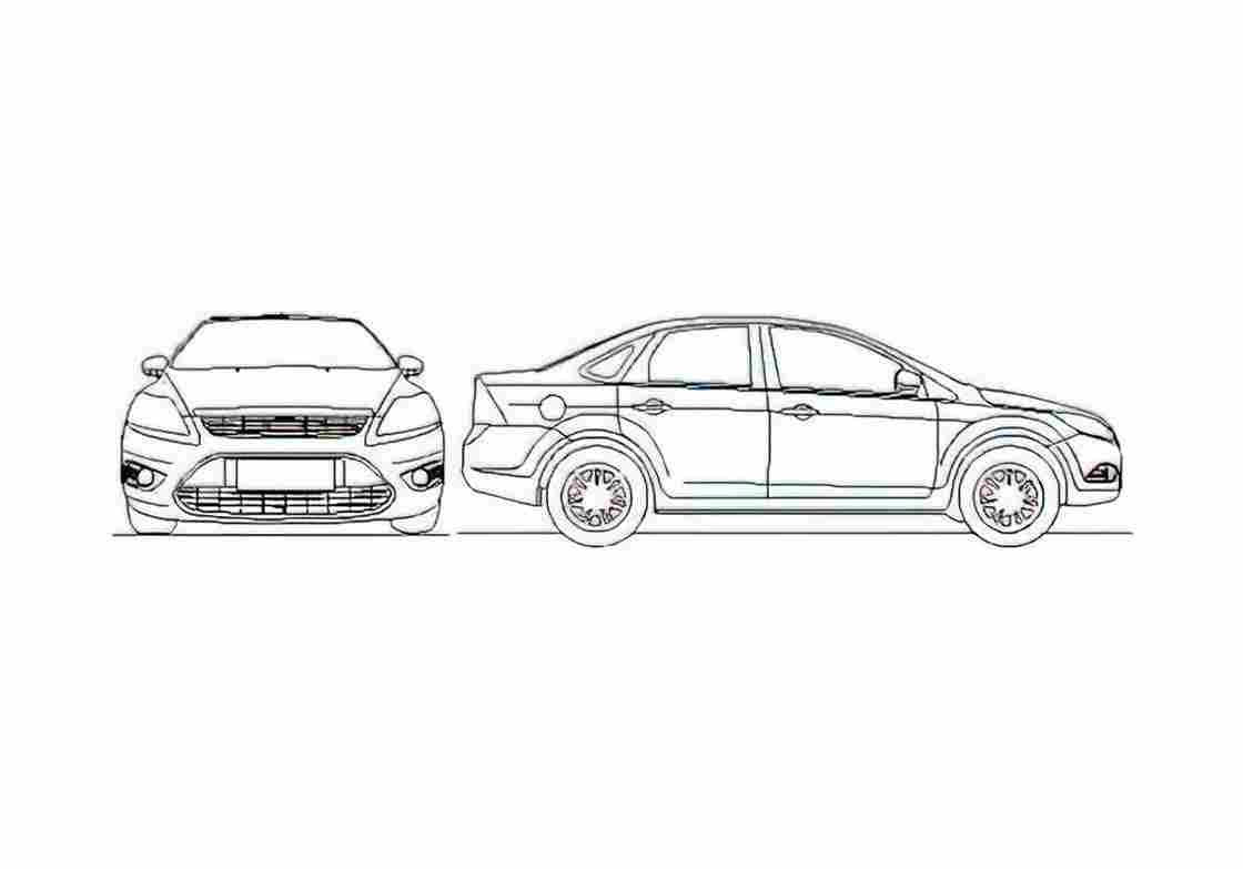 Blueprint Ford Focus Brazil) Sedan 2011 A4 Photo Print