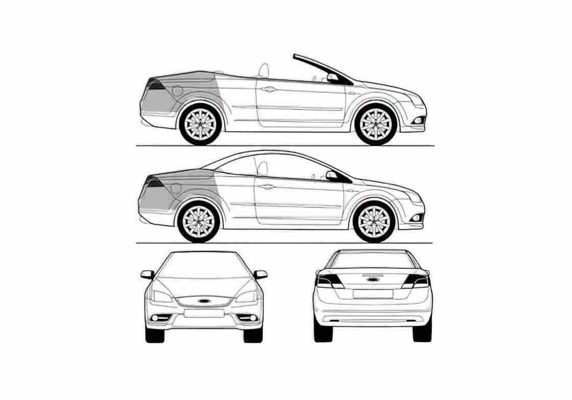 Blueprint Ford Focus Cabriolet 2008 A4 Photo Print