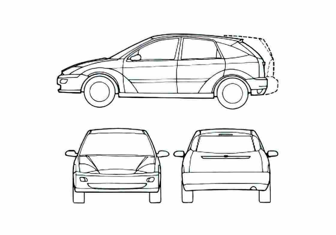 Blueprint Ford Focus Hatchback 1999 A4 Photo Print