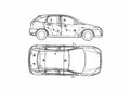 Blueprint Ford Focus Hatchback 2002 A4 Photo Print