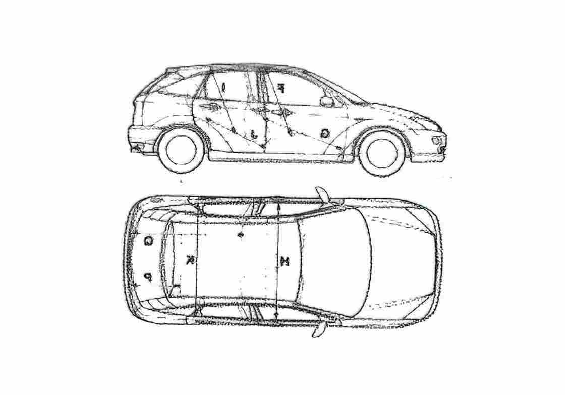 Blueprint Ford Focus Hatchback 2002 A4 Photo Print