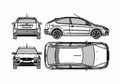 Blueprint Ford Focus II 3 door Hatchback 2006 A4 Photo Print