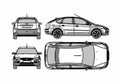 Blueprint Ford Focus II 5 door Hatchback 2006 A4 Photo Print