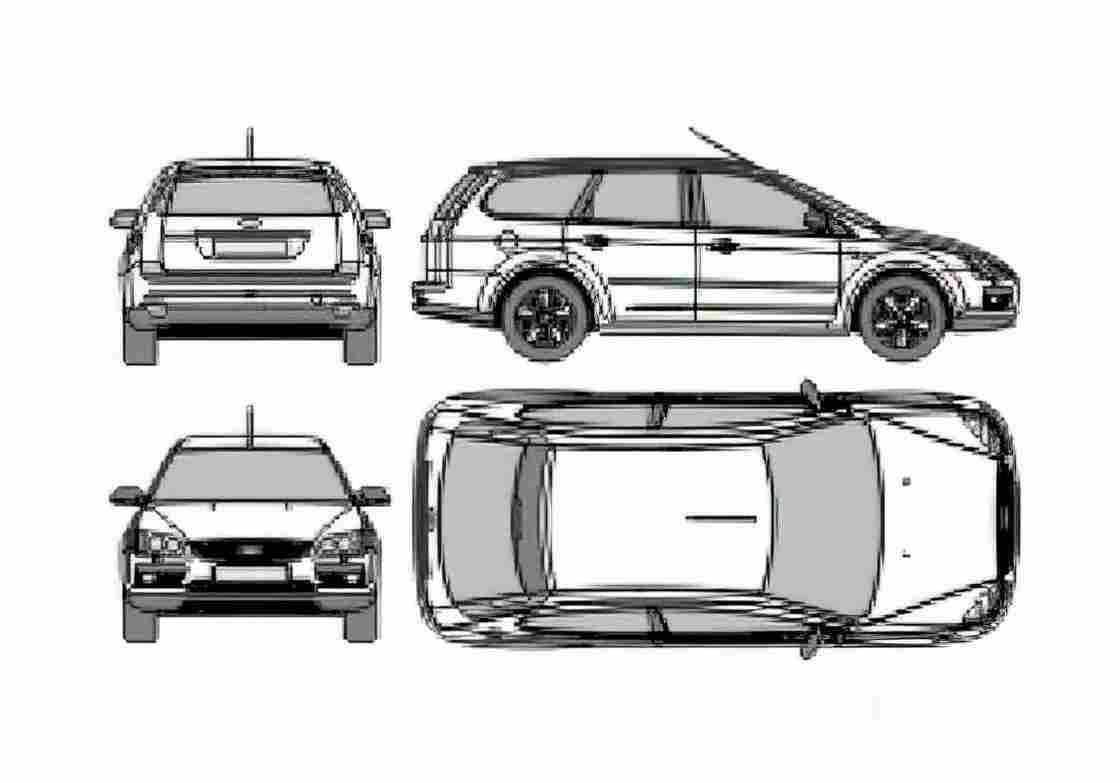 Blueprint Ford Focus II Wagon 2006 A4 Photo Print